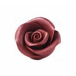 Róża cukrowa mercedes perłowy burgund do dekoracji tortu 1 sztuka